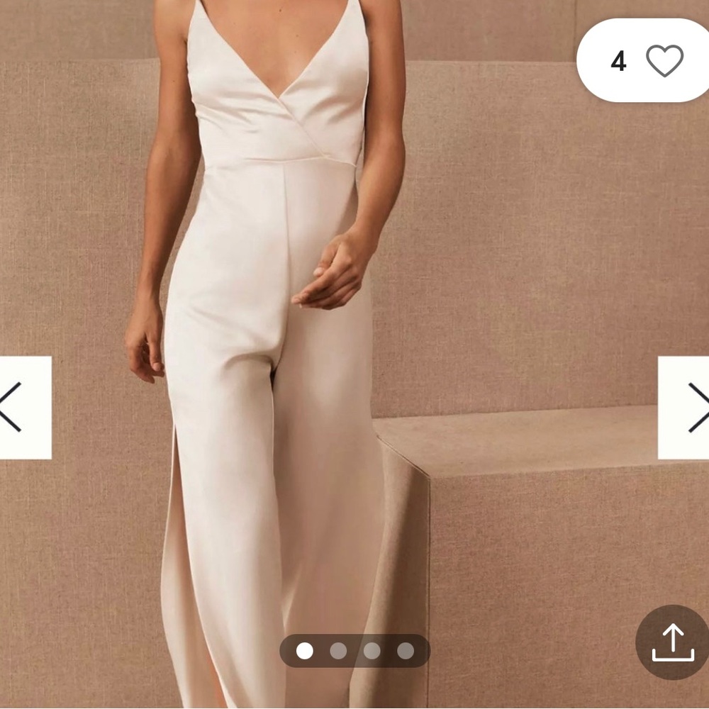 BHLDN Bridal Satin Jumpsuit Size 8